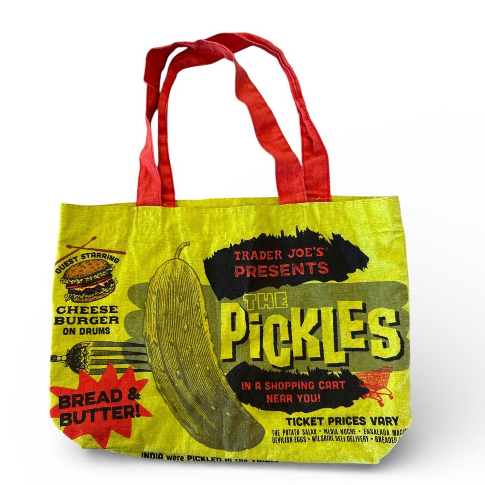 Trader Joe's Pickle Bag Reusable Canvas Double-Sided Shopping Bag